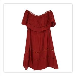 White fox boutique red off shoulder dress 9118